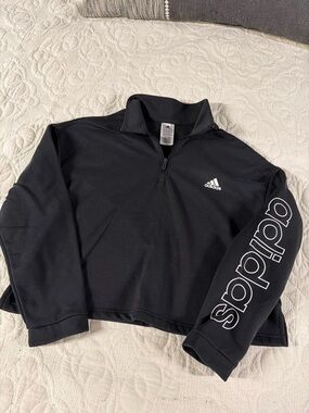 adidas Black Full-Zip Fleece Jacket with Logo Tag